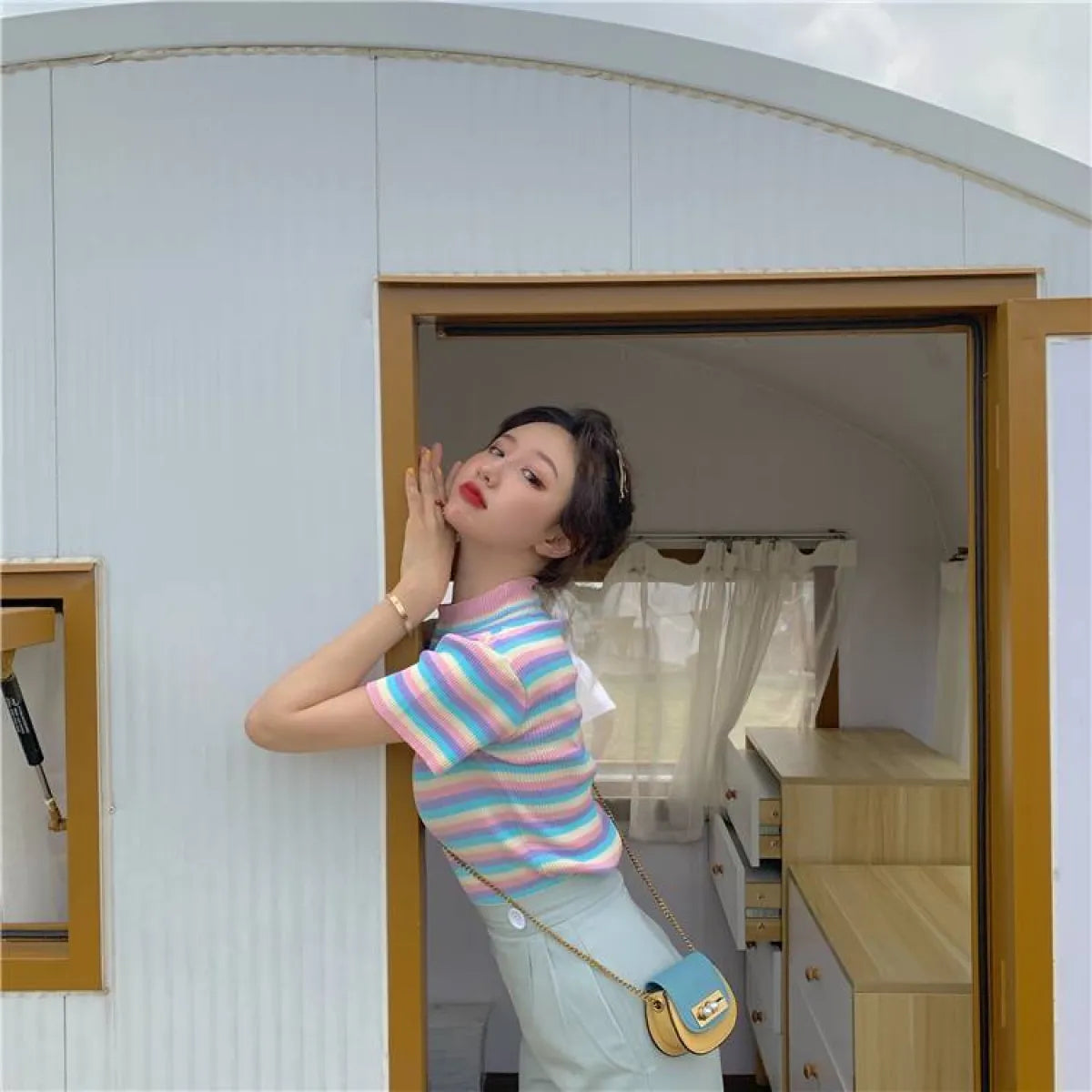 Pastel Striped Crop Top