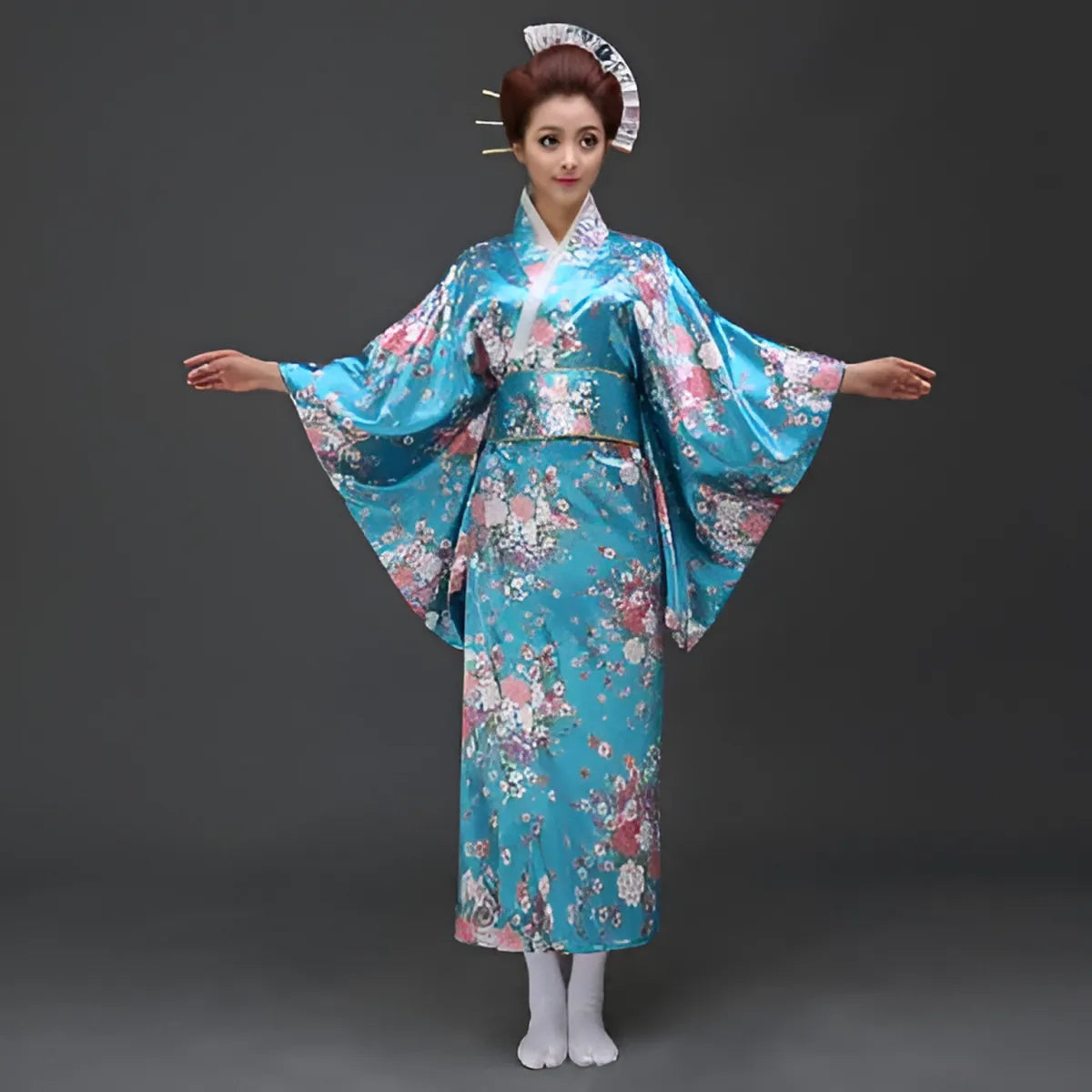 Peacock Printed Floral Women's Yukata
