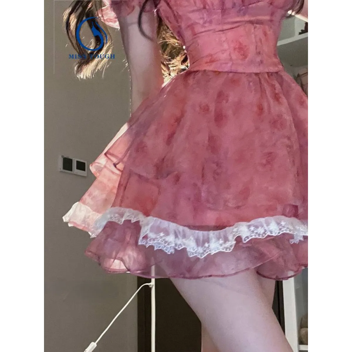 Pink Floral Short Party Dress