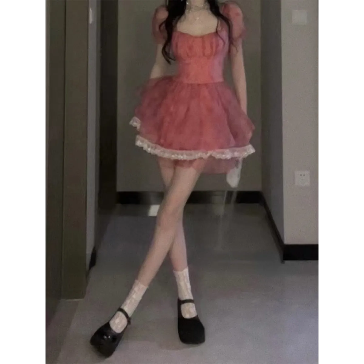 Pink Floral Short Party Dress