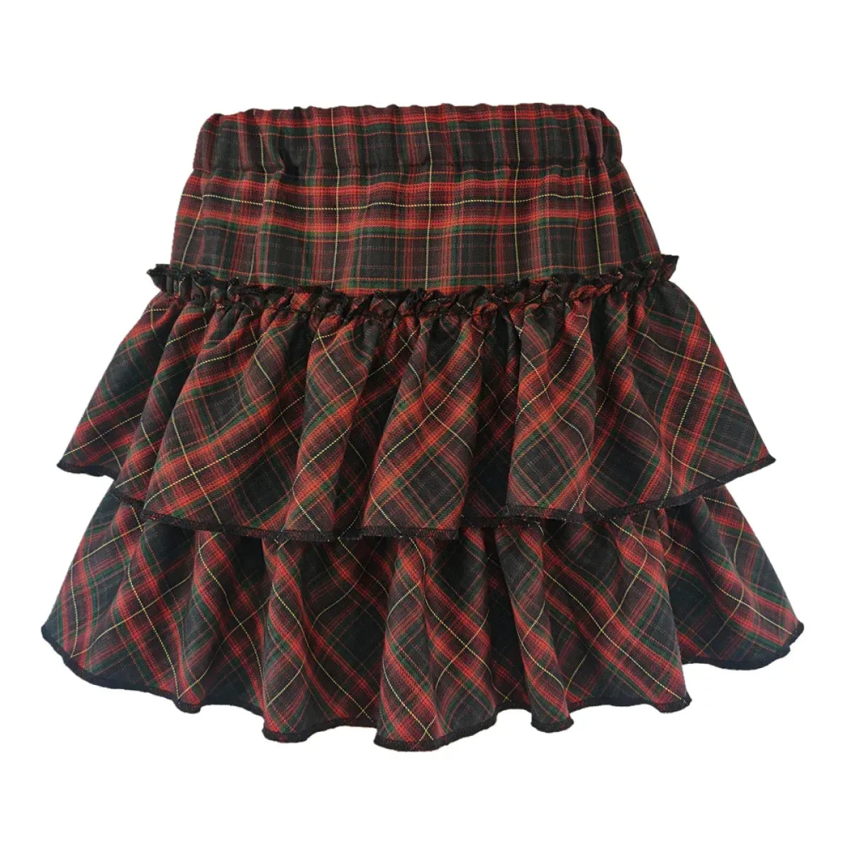 Japanese College Style Pink Plaid Skirt - High Waist Slim Goth