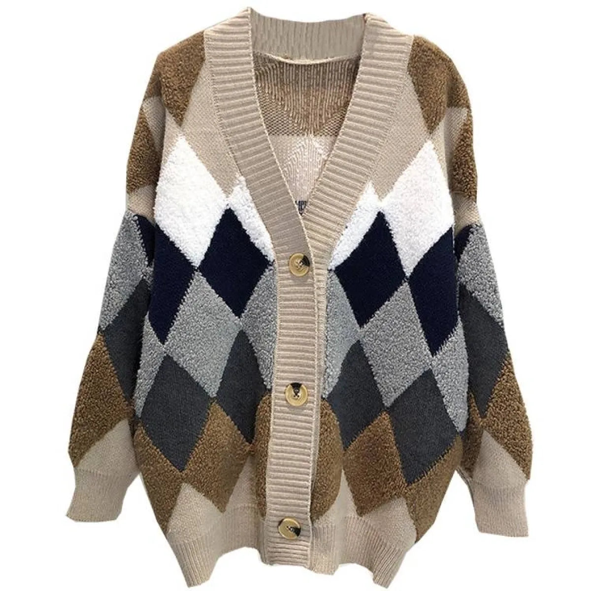 Plaid V-Neck Cardigan