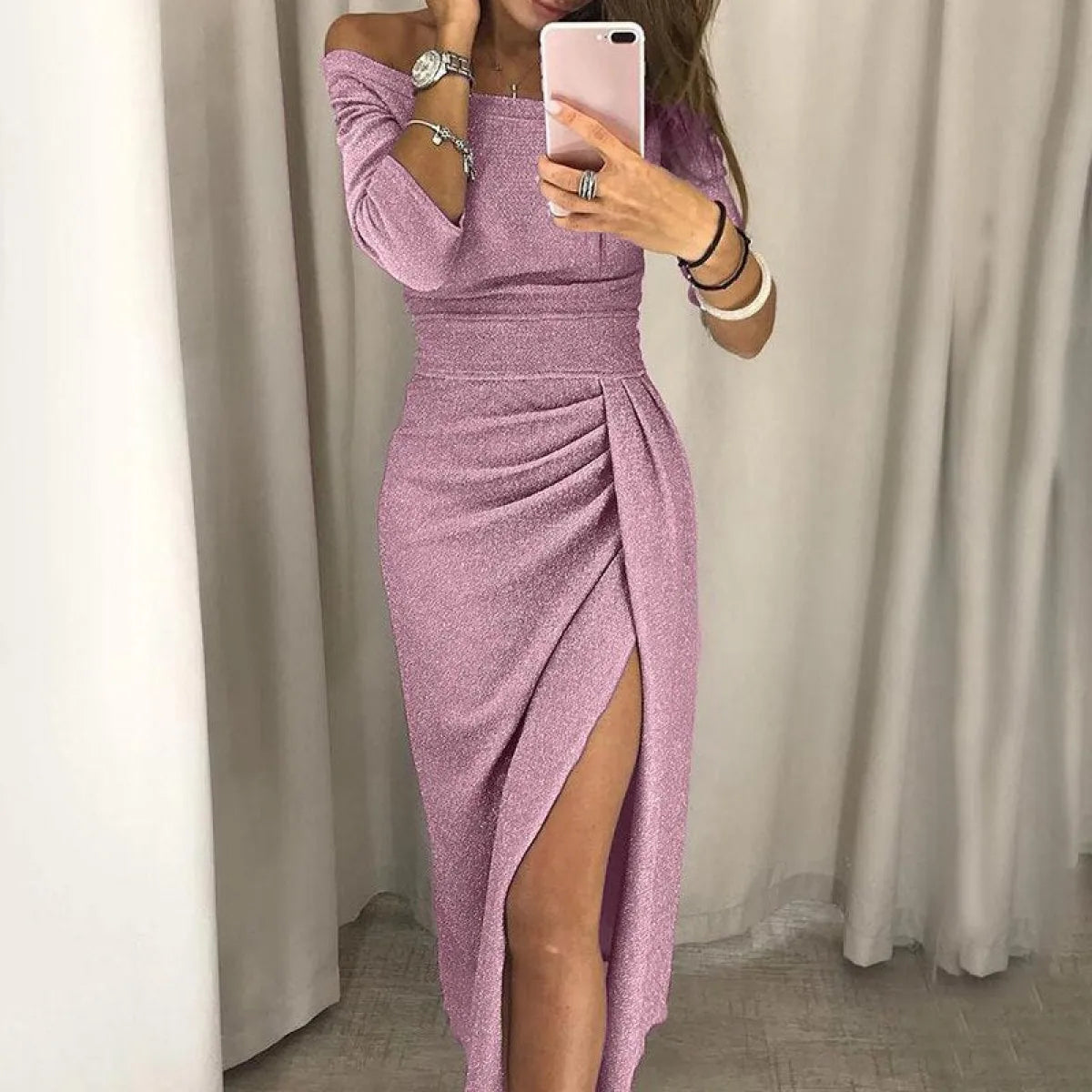 Sexy Pleated Split Dress