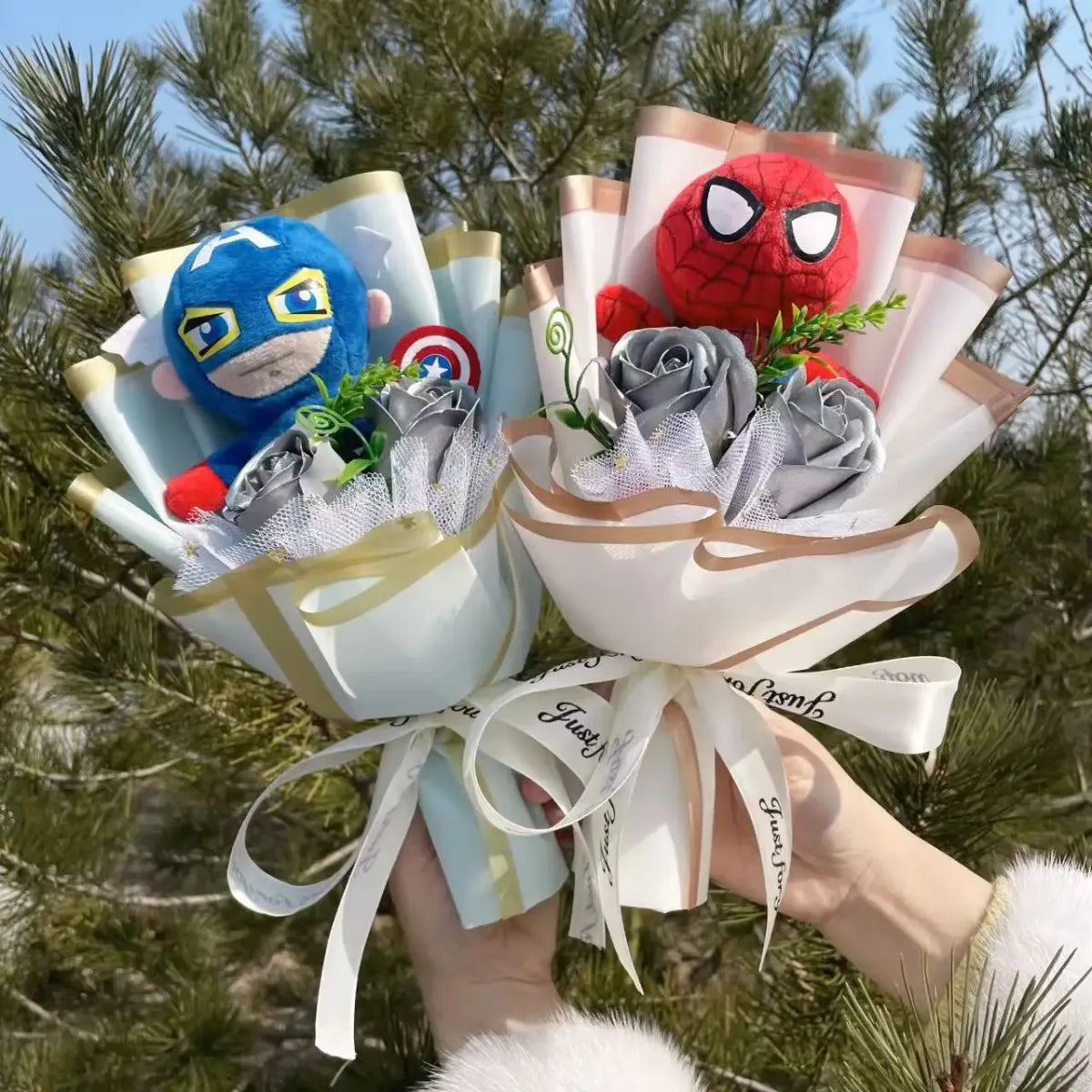 Superhero Plush Bouquet – Spider-Man & Captain America Gift Set