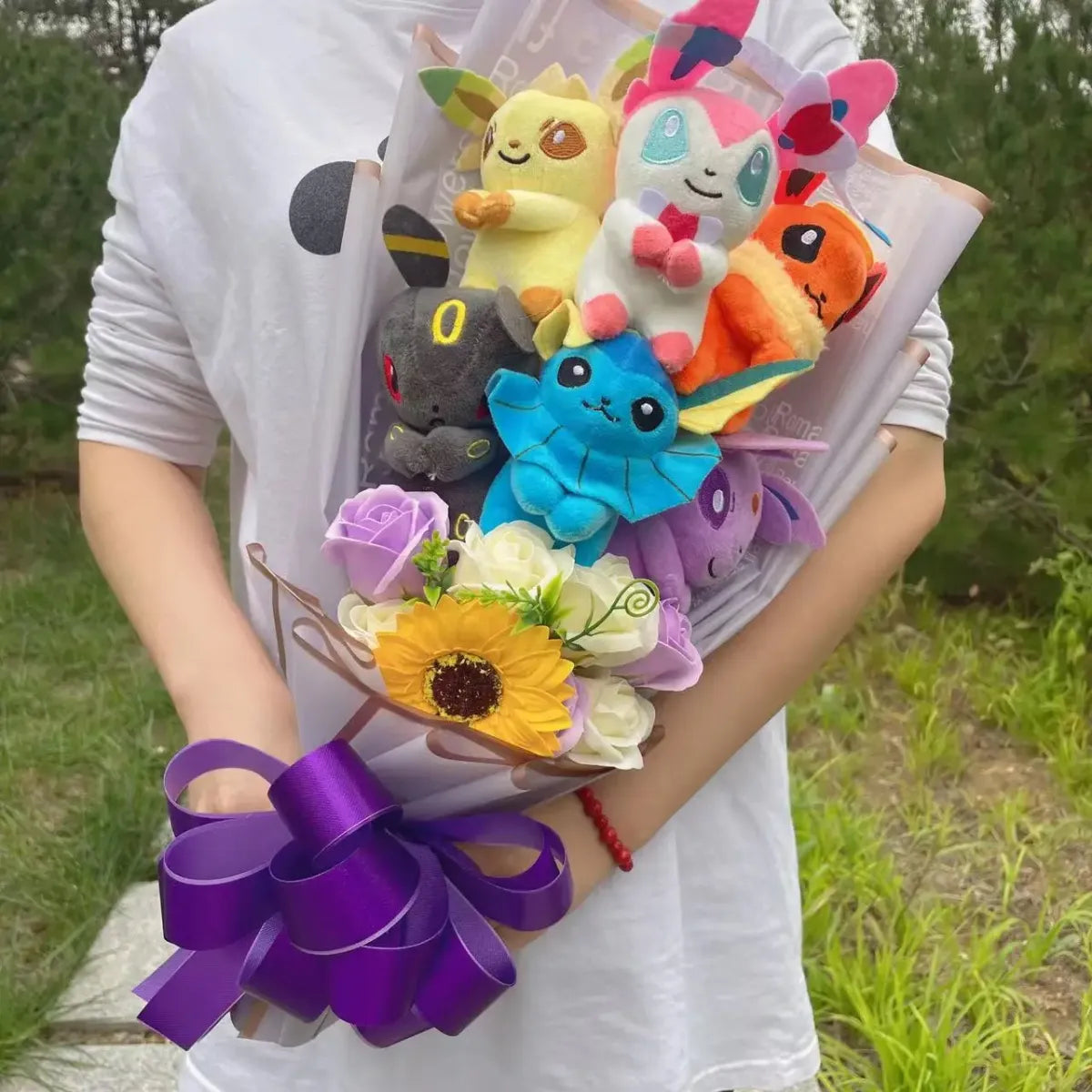 Kawaii Pokemon Plush Bouquet – Handmade Anime Gift for Kids