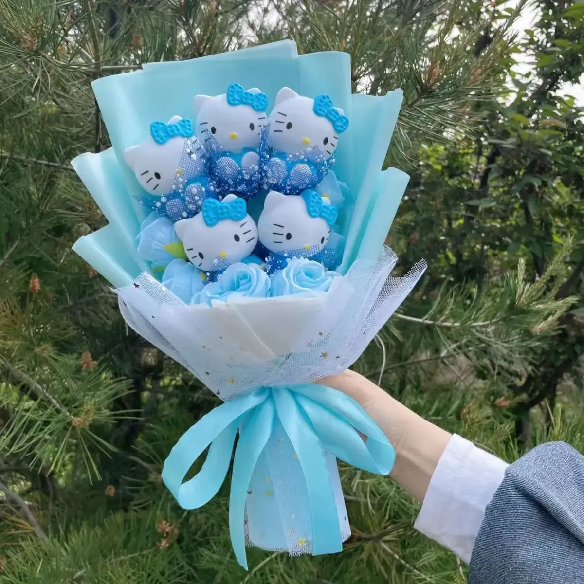 Kawaii Hello Kitty Plush Bouquet – Pink, Red & Purple Valentine's Gift