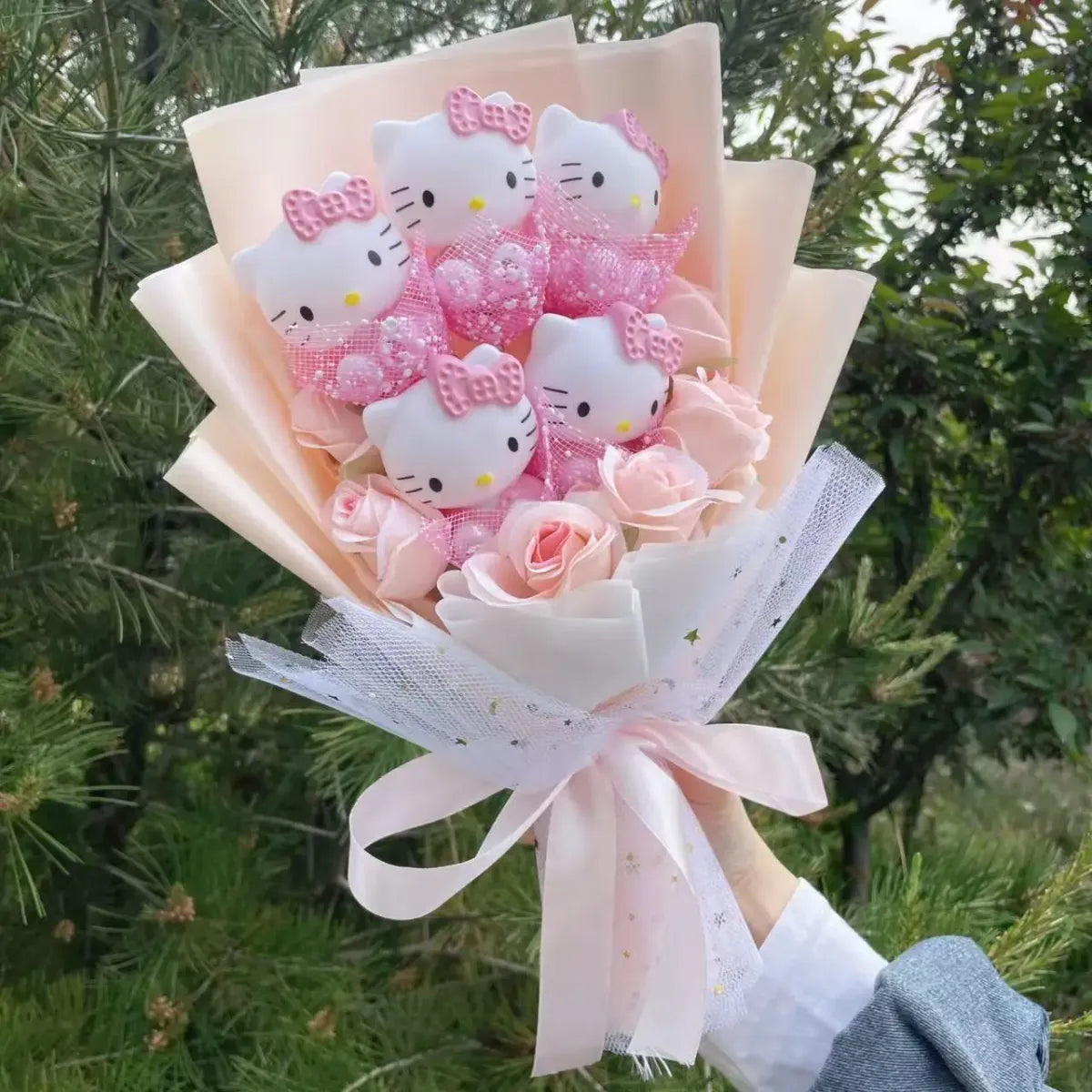 Kawaii Hello Kitty Plush Bouquet – Pink, Red & Purple Valentine's Gift