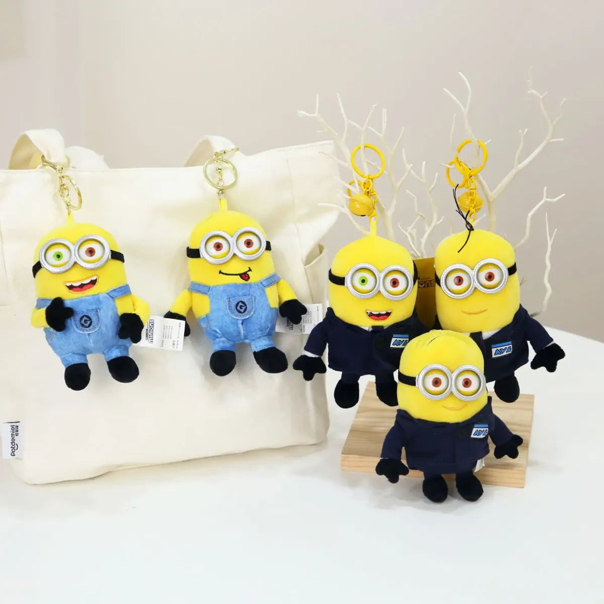 Kawaii Minions Plush Keychain – Small Stuffed Toys for Birthday Gift