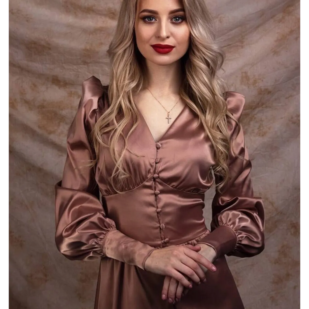 Satin Puff Sleeve Dress