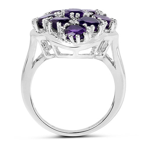 4.05 Carat Genuine Amethyst .925 Sterling Silver Ring