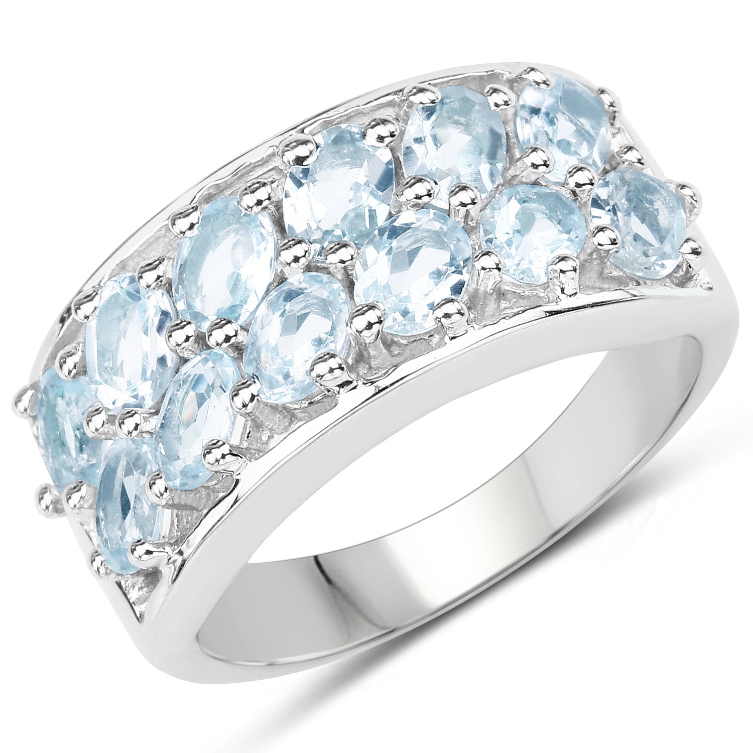 2.40 Carat Genuine Blue Topaz .925 Sterling Silver Ring