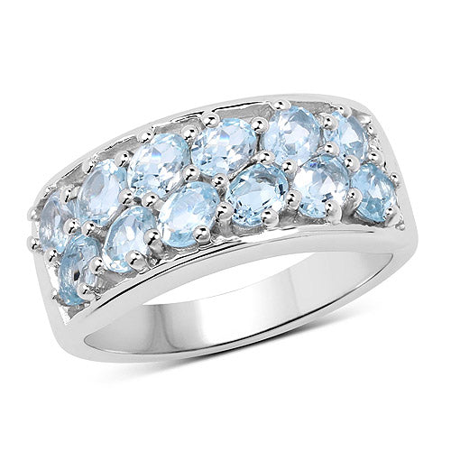 2.40 Carat Genuine Blue Topaz .925 Sterling Silver Ring