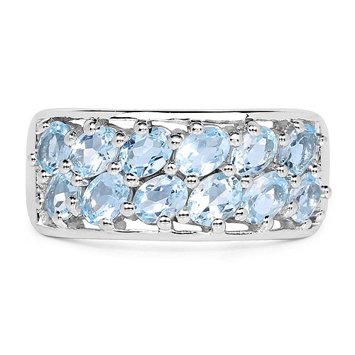 2.40 Carat Genuine Blue Topaz .925 Sterling Silver Ring