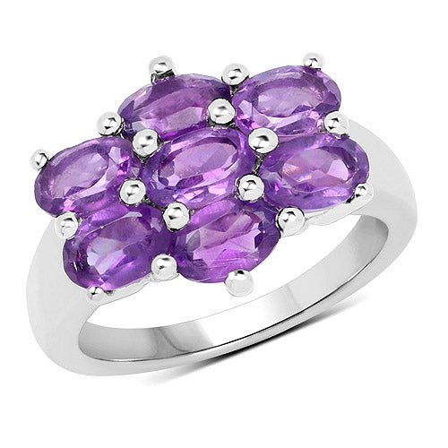 3.01 Carat Genuine Amethyst .925 Sterling Silver Ring