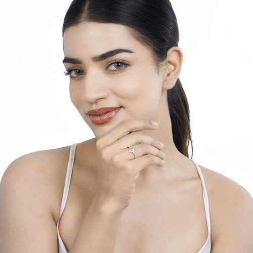 0.48 Carat Genuine Aquamarine and White Diamond 14K White Gold Ring