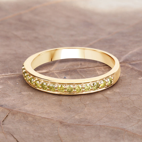 0.32 Carat Genuine Yellow Diamond 14K Yellow Gold Ring (I1-I2)