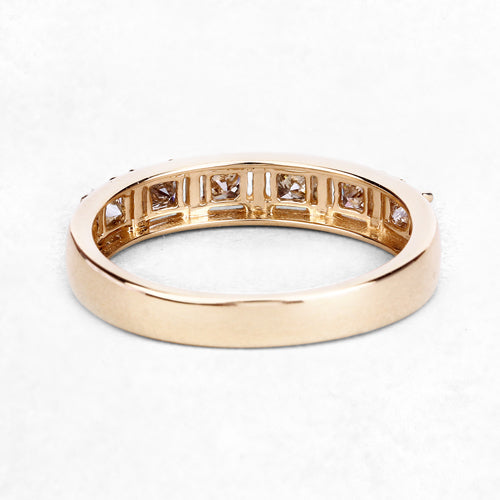 0.49 Carat Genuine Champagne Diamond 14K Yellow Gold Ring (I1-I2)