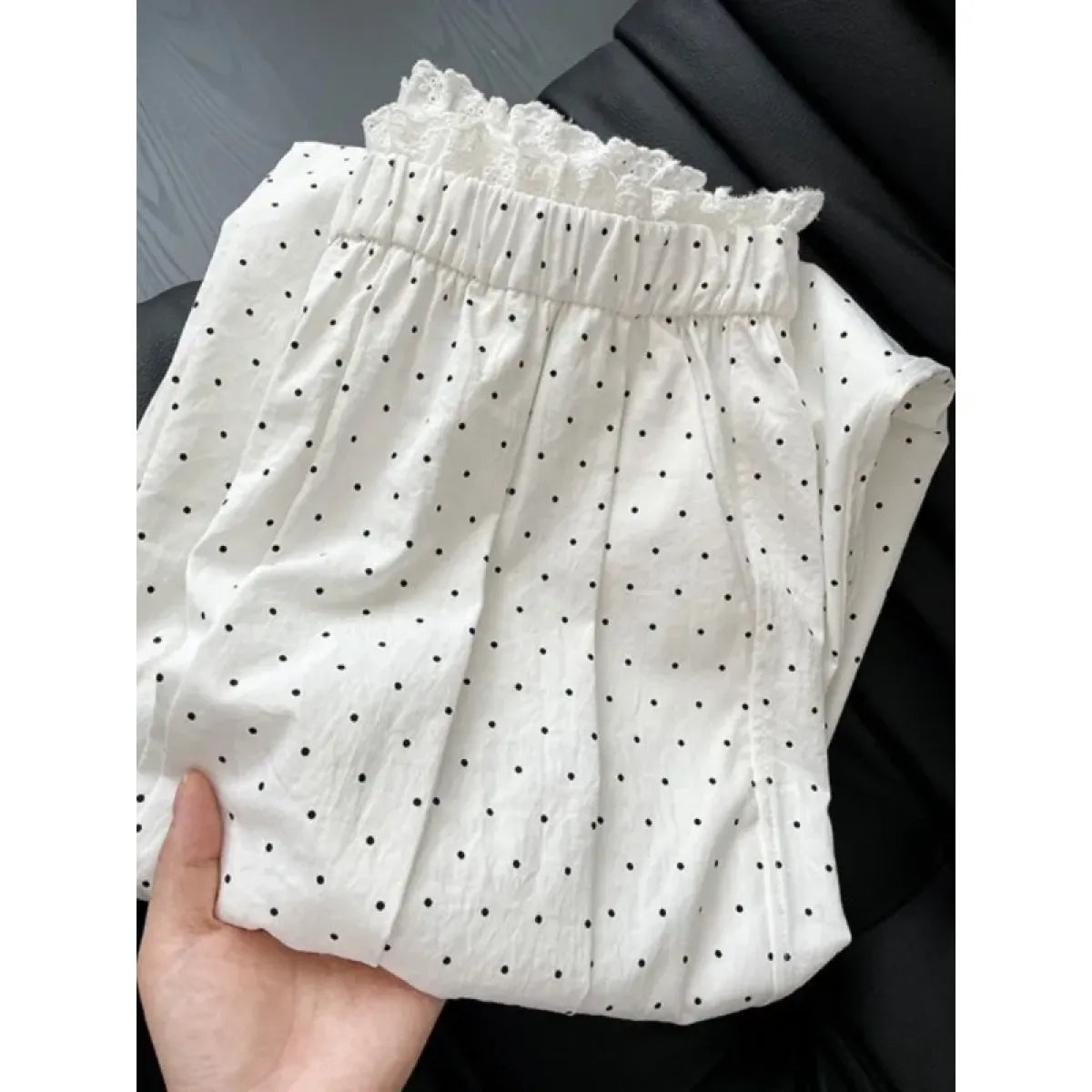 Lace Trim Wide Leg Pants – Retro Y2K Harajuku Casual Trousers