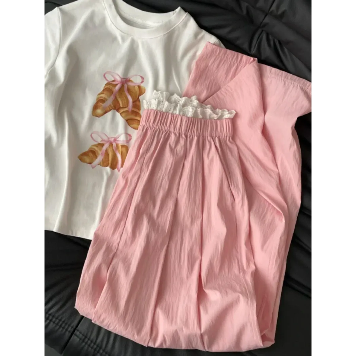 Lace Trim Wide Leg Pants – Retro Y2K Harajuku Casual Trousers