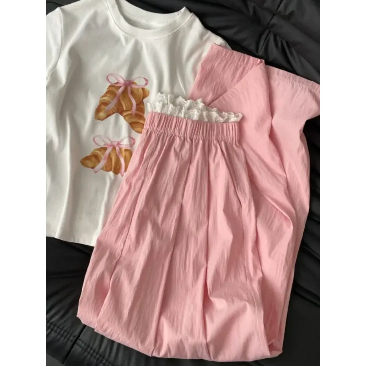 Lace Trim Wide Leg Pants – Retro Y2K Harajuku Casual Trousers