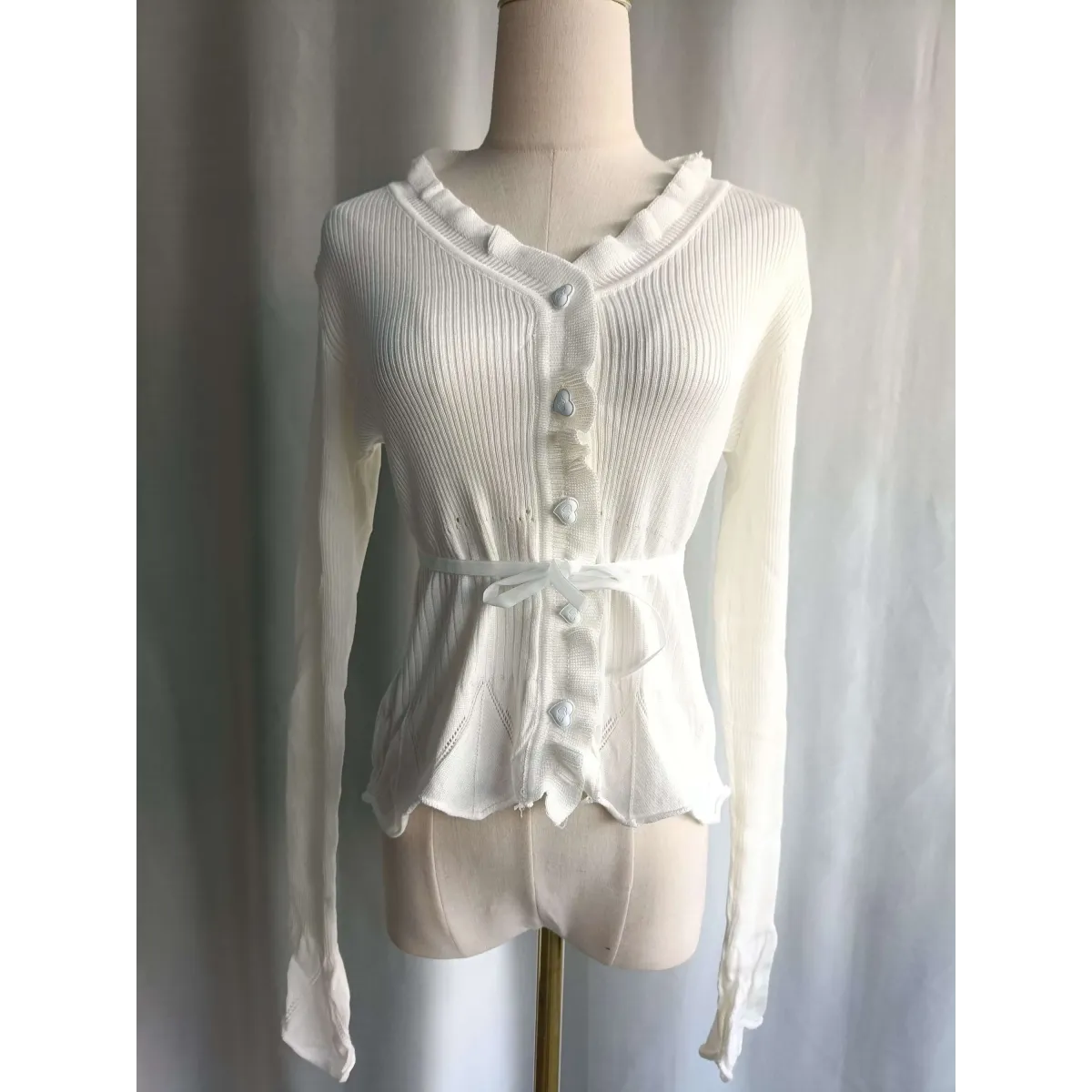 Ruffle Knit Cardigan β Harajuku Lace Trim Slim Fit Sweater