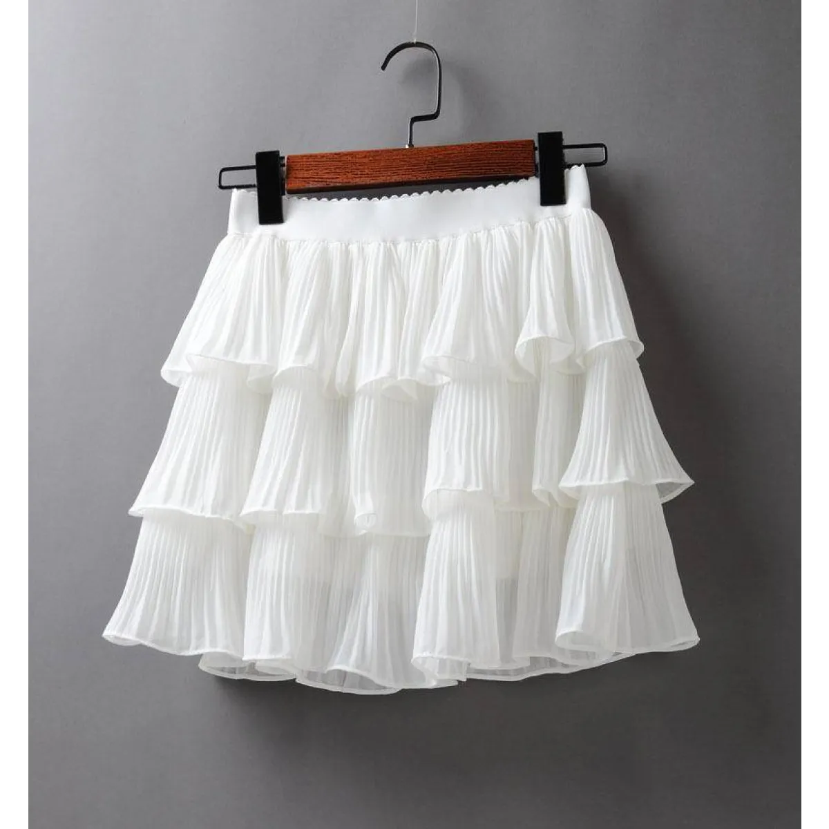 Boho Ruffle Mini Skirt With Elastic Waist