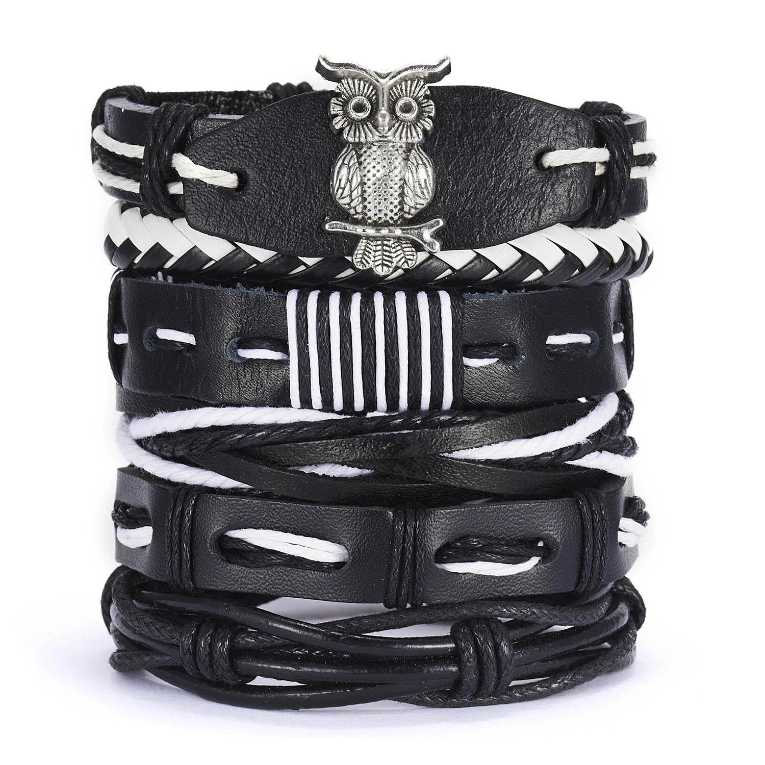 Men Bracelets Vintage Multilayer Leather Braid Bracelets