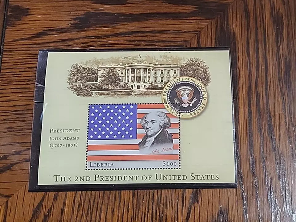 2nd President John Adams $100 Stamp Liberia Mystic Stamp Company