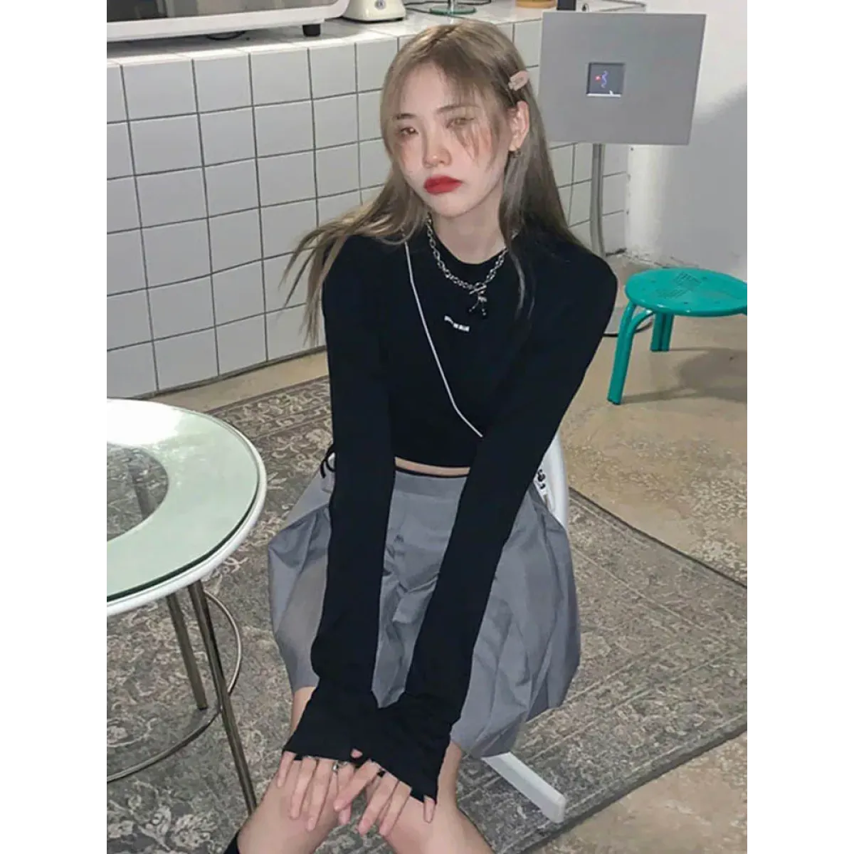 Sexy Crop Long Sleeve T-Shirt: Harajuku Spring Streetwear