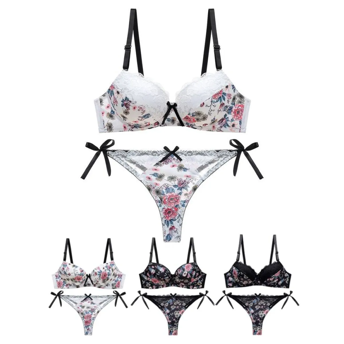 Sexy Floral Bra - Thong Set