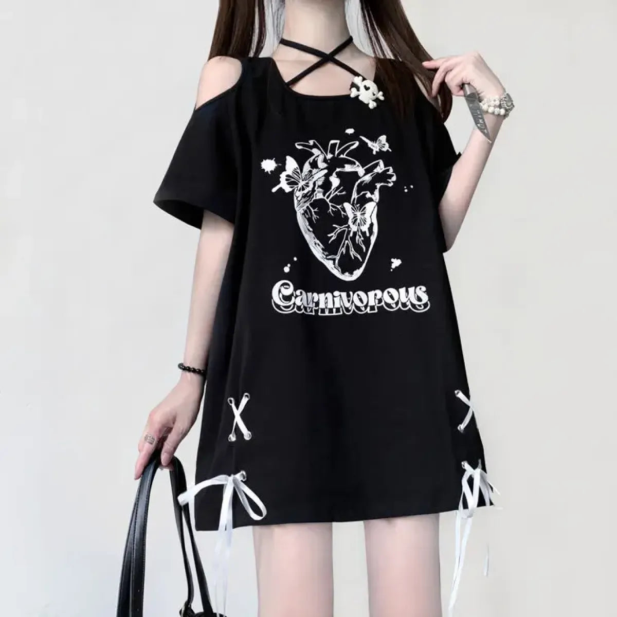 Off Shoulder Bow T-Shirt