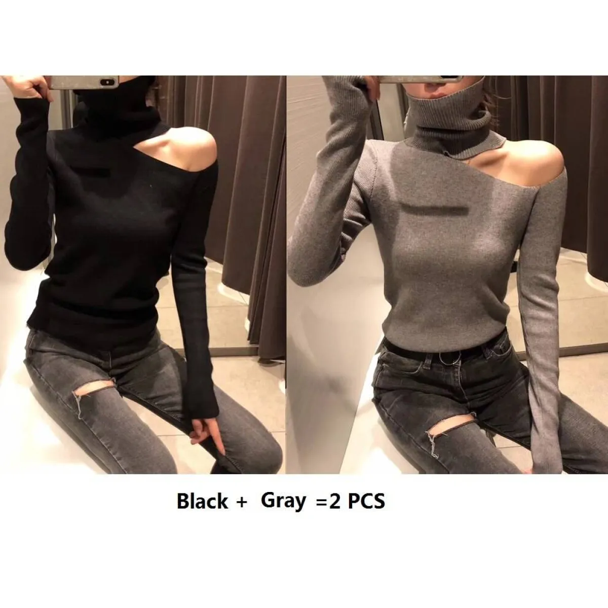 Off Shoulder Knitted Sweater