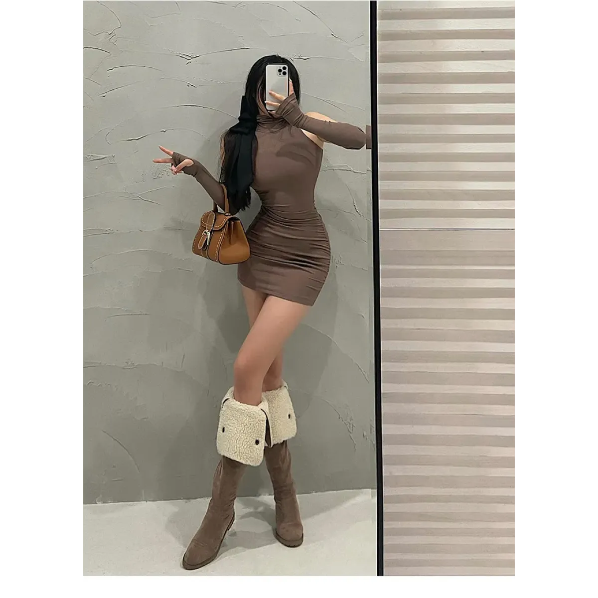 Sleeveless Mini Dress: High Neck Lace-Up