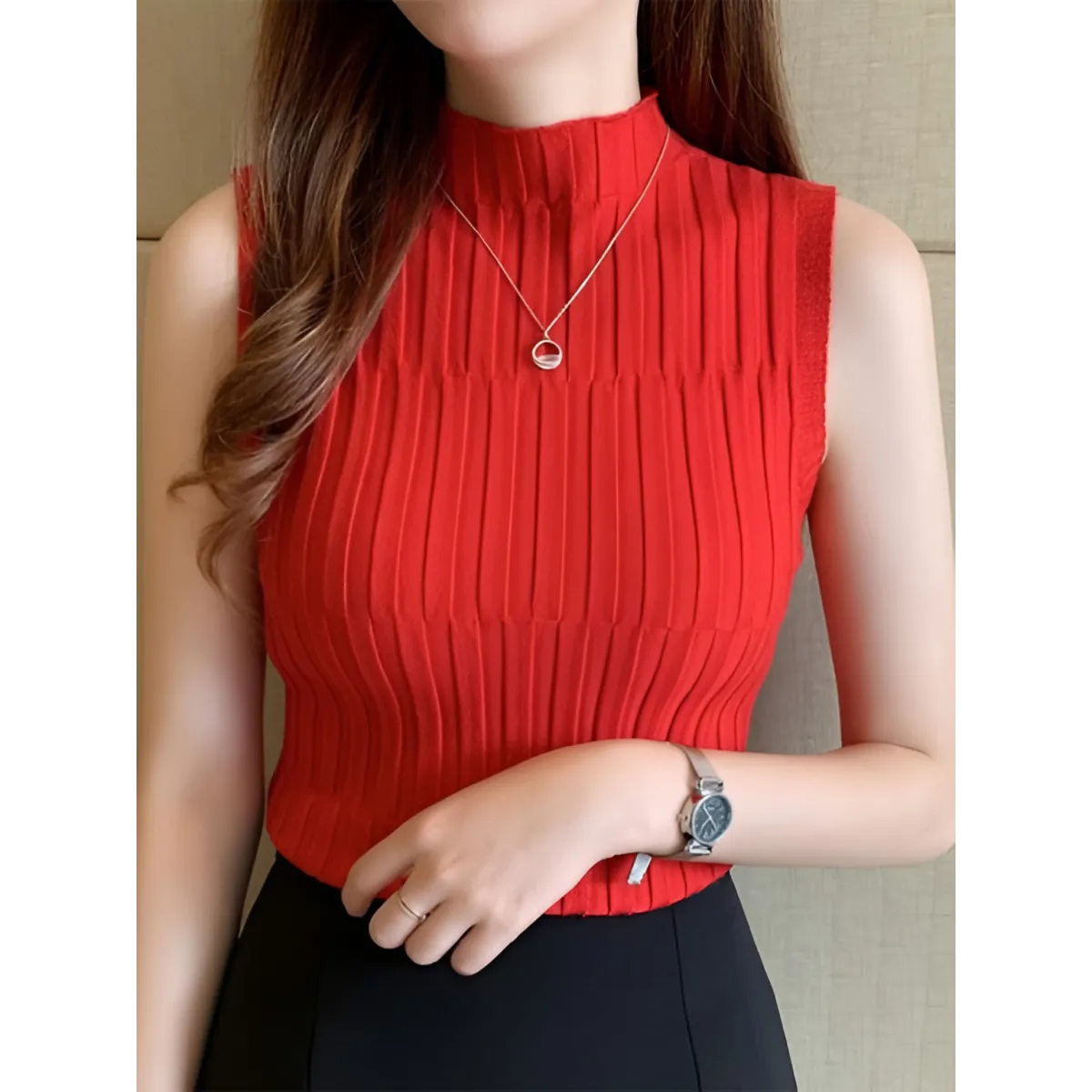 Solid Knitted Vest Tank Tops