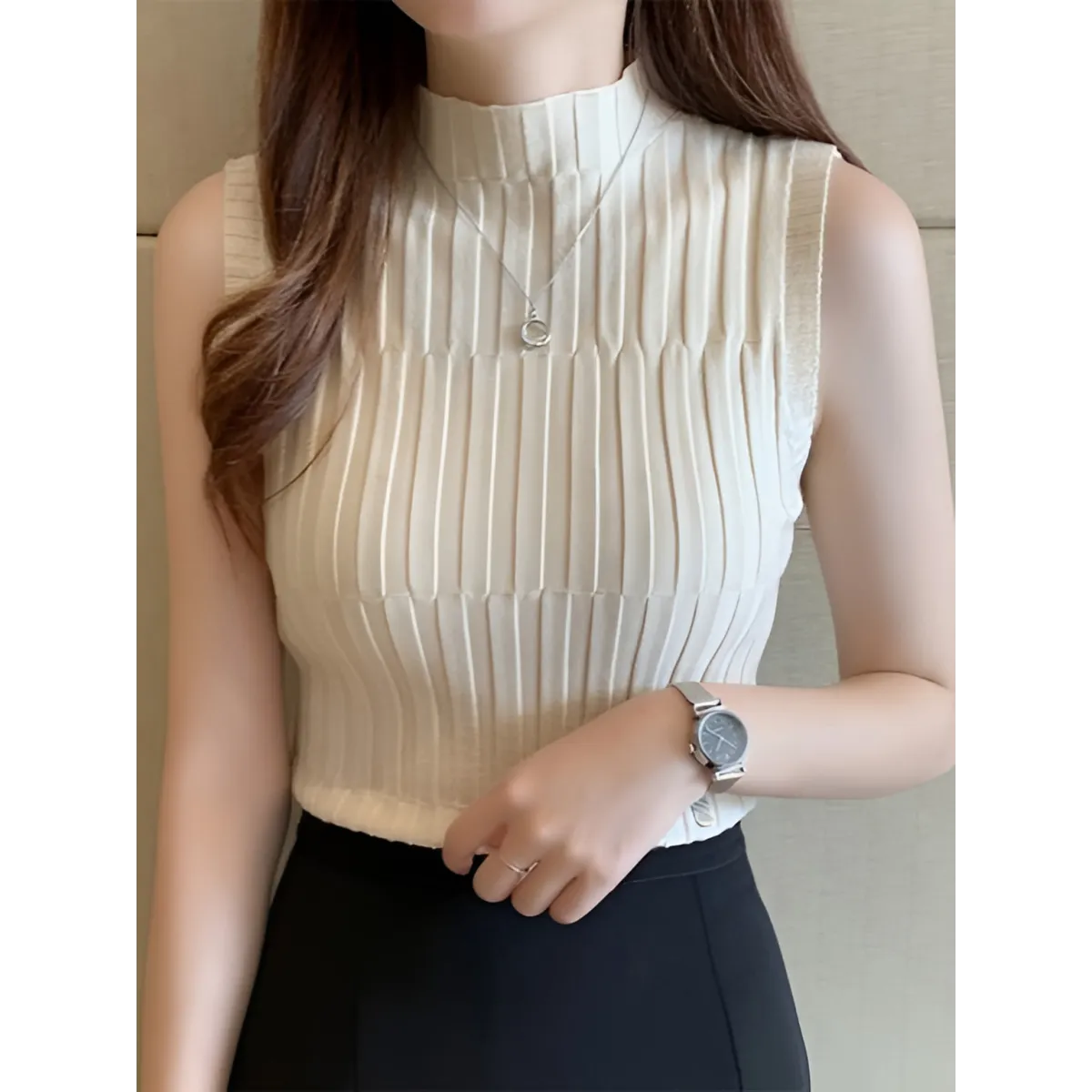 Solid Knitted Vest Tank Tops