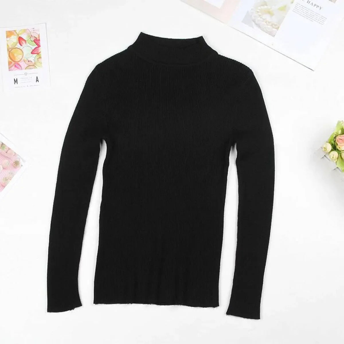 Solid Turtleneck Sweater