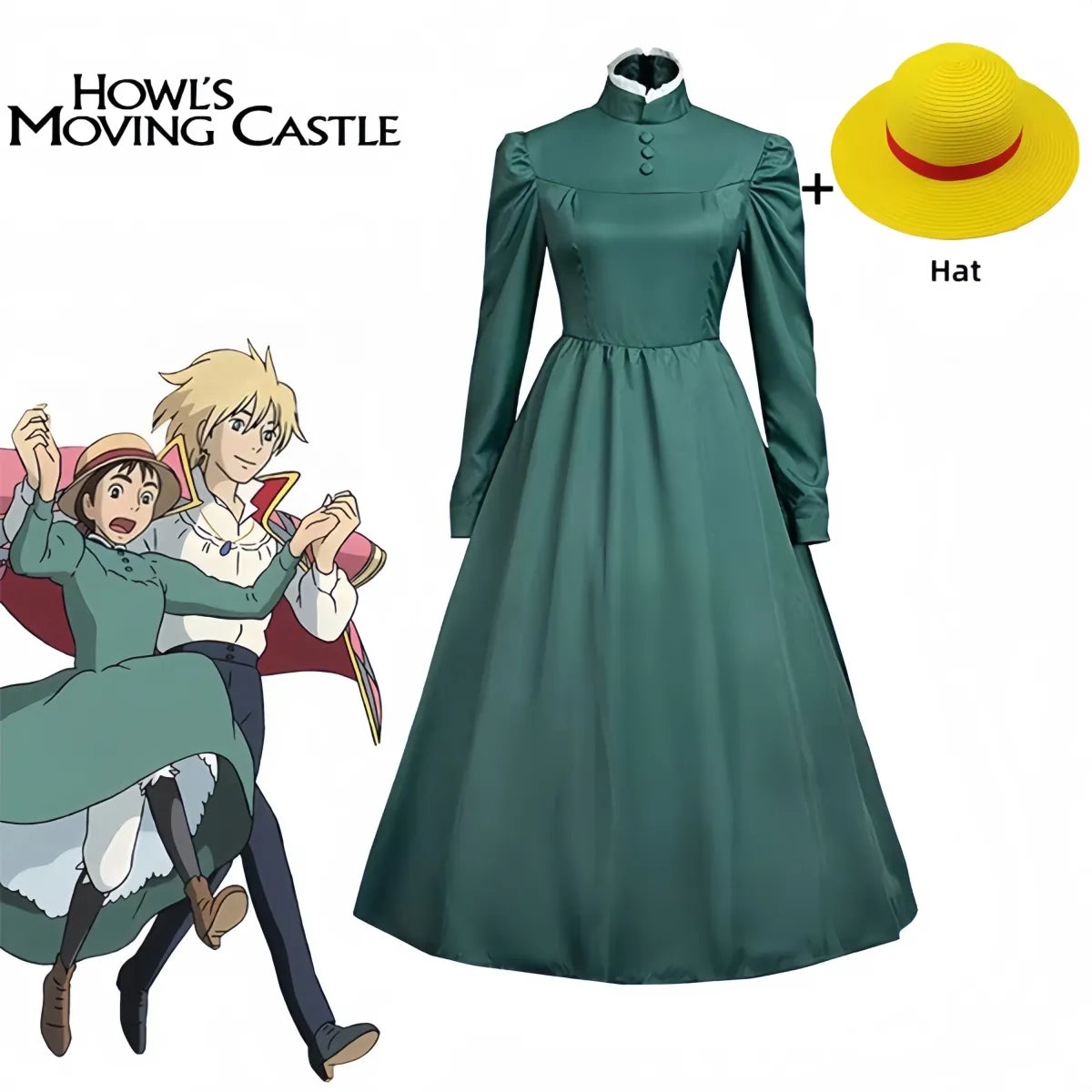 Sophie Cosplay Dress – Howl's Moving Castle Green Outfit with Hat