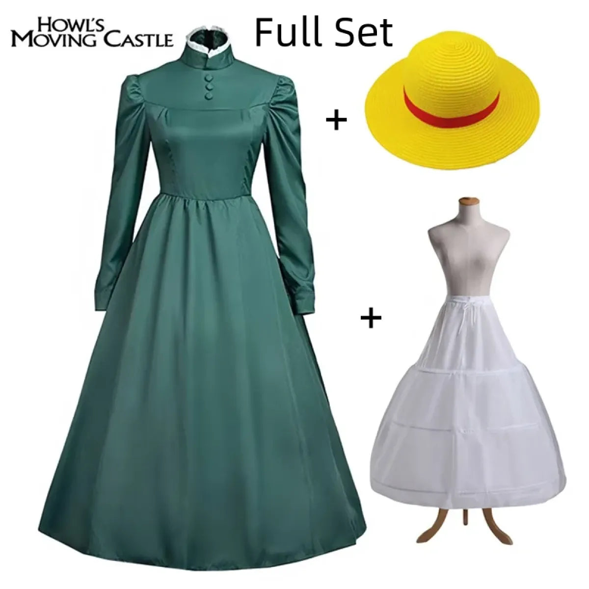 Sophie Cosplay Dress – Howl's Moving Castle Green Outfit with Hat