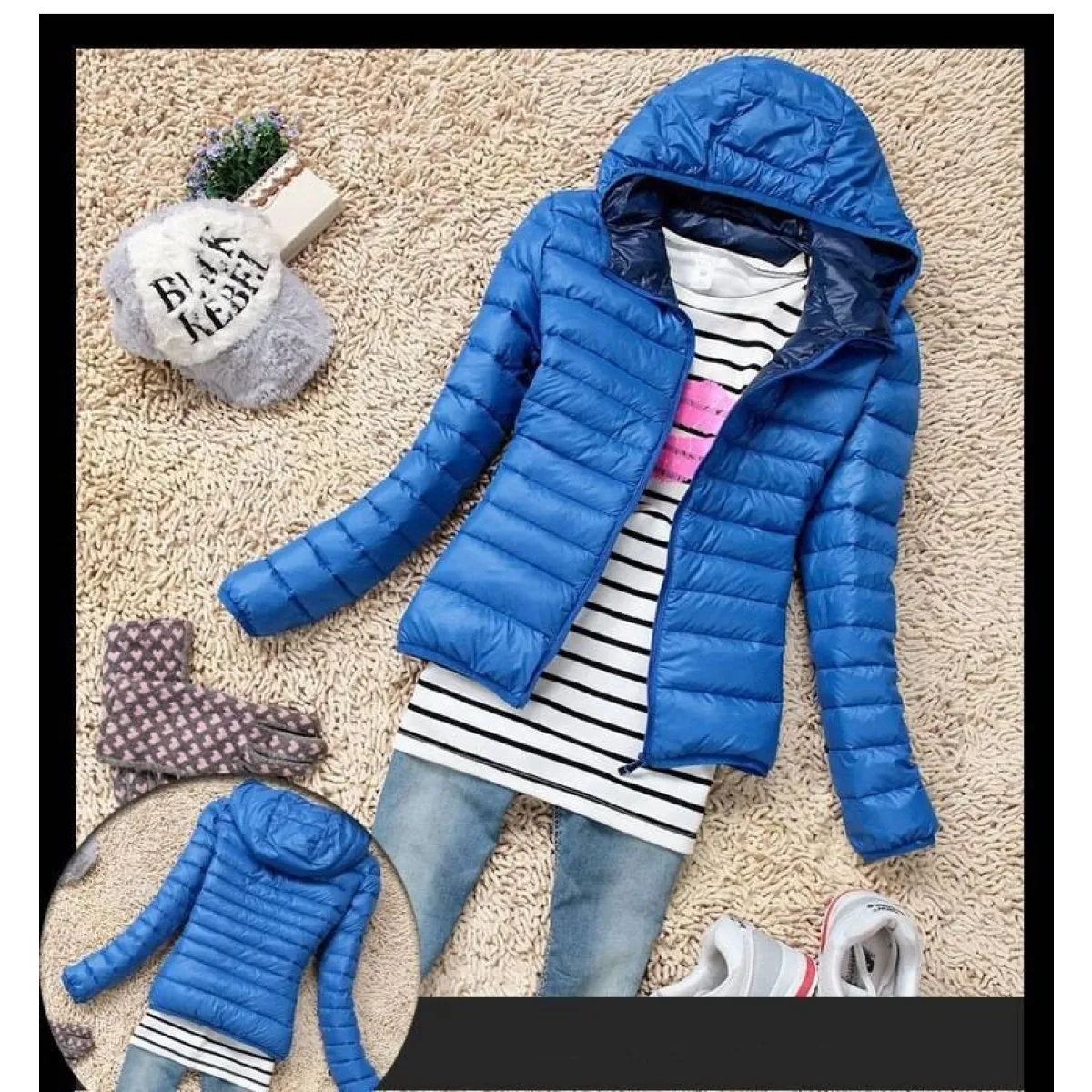 Stand Collar Hooded Winter Jacket