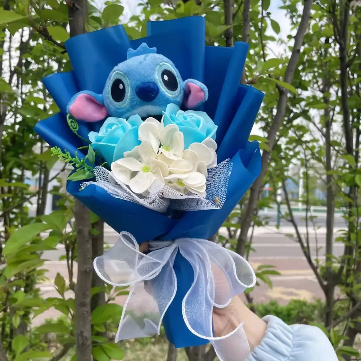 Stitch Plush Flower Bouquet – Kawaii Handmade Gift for Valentine