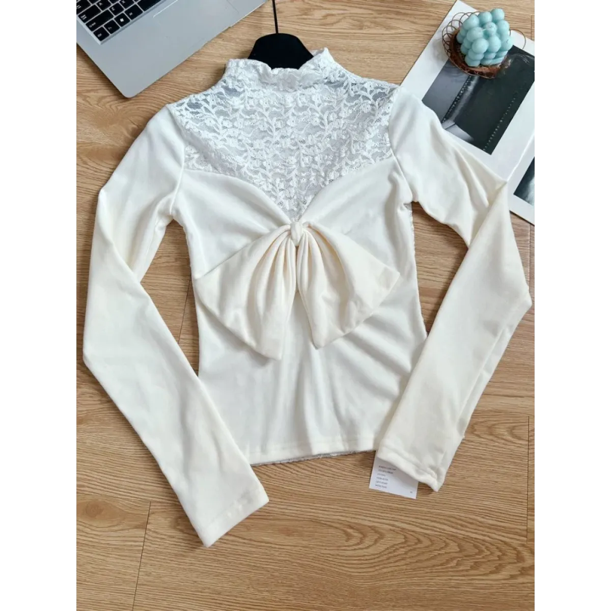 Ivory Lace Bow Top – Sweet Japanese Y2K Spring Style