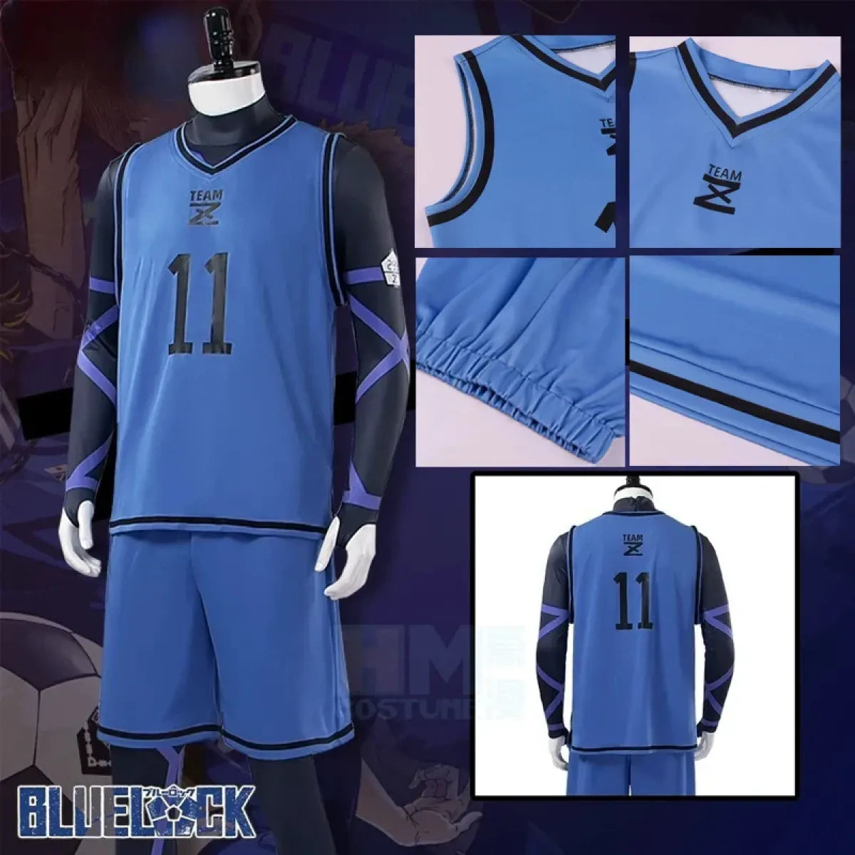 Lock Isagi Yoichi Cosplay Set β Anime Sports Jersey & Jumpsuit