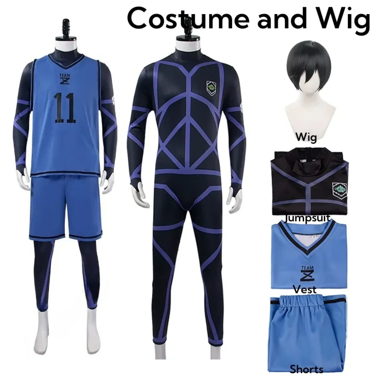 Lock Isagi Yoichi Cosplay Set β Anime Sports Jersey & Jumpsuit