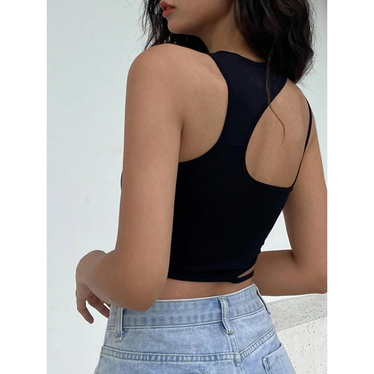 Sexy Hollow Out Techwear Tee