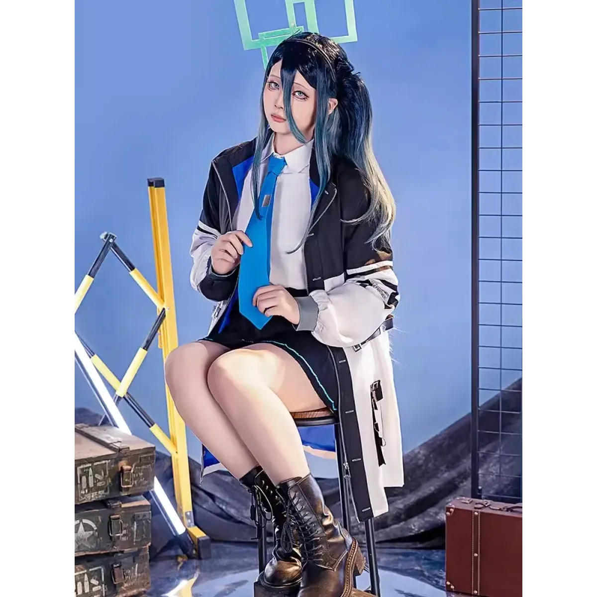Blue Archive Tendou Arisu Cosplay Costume – Uniform, Wig & Coat Set