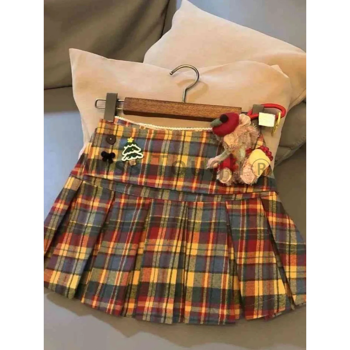 Plaid A-Line Skirt – Vintage Mori Girl Lace Trim Midi