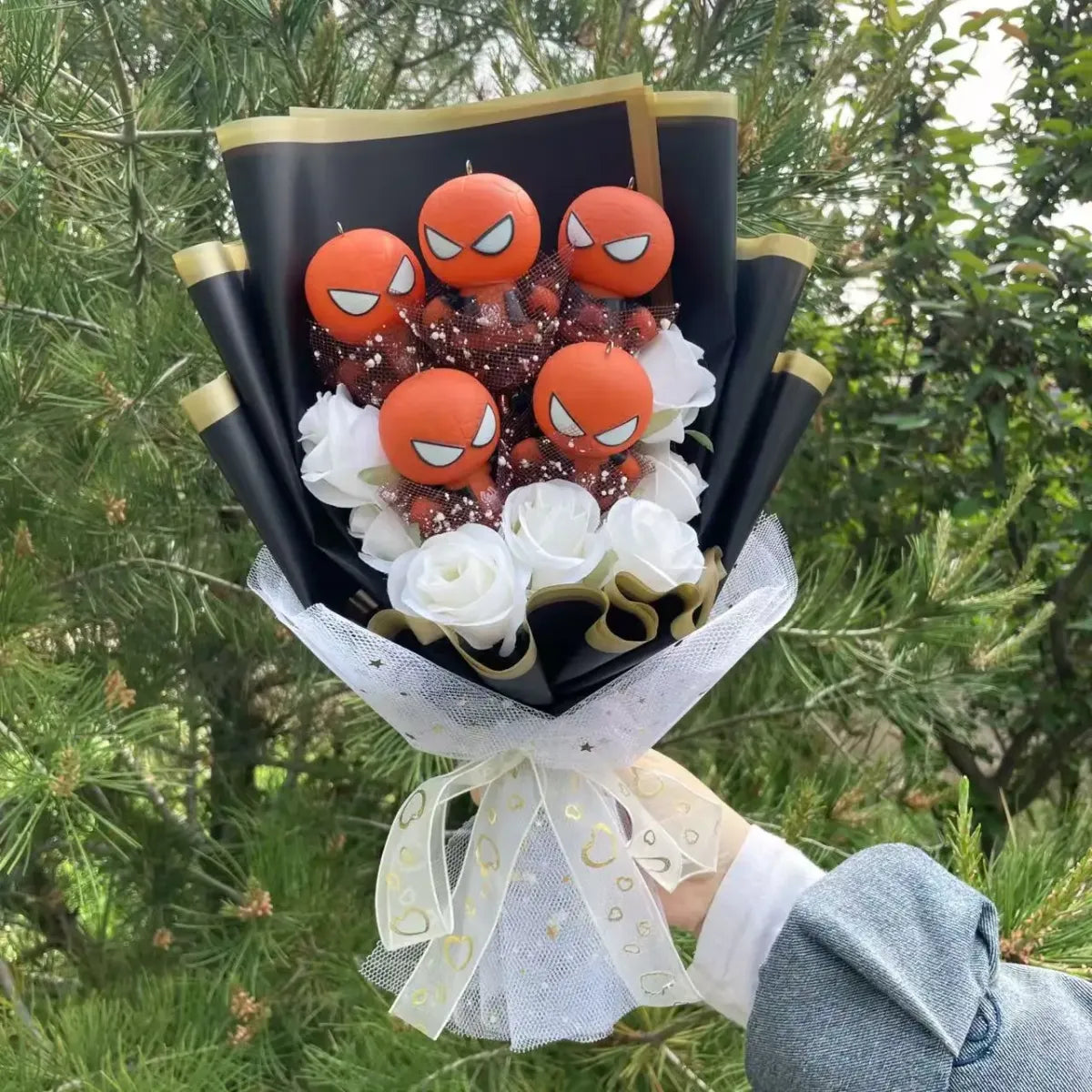 Kawaii Cartoon Vinyl Doll Bouquet – Stitch, Pikachu, Rilakkuma Gift Set