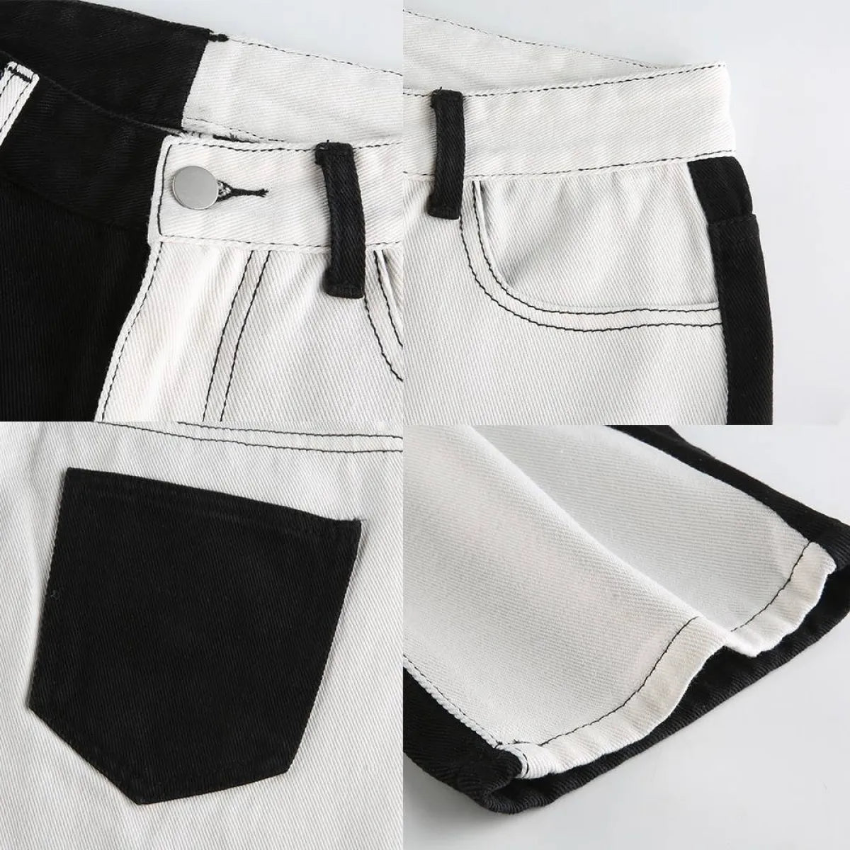 Black and White Patchwork Jeans