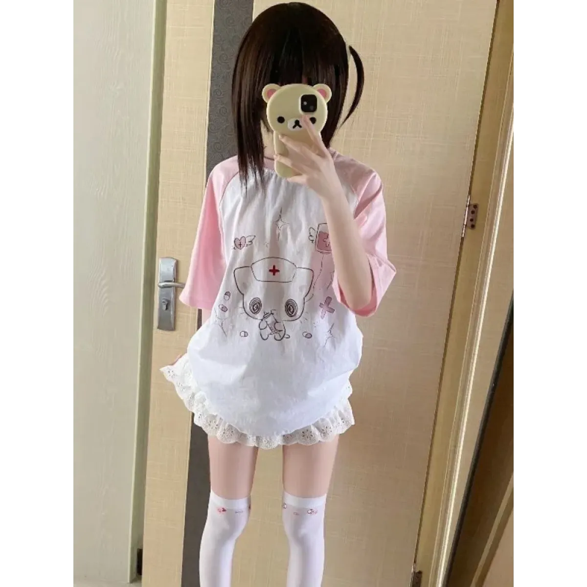 Kawaii Cartoon Patchwork T-Shirt – Harajuku Y2K Aesthetic Top