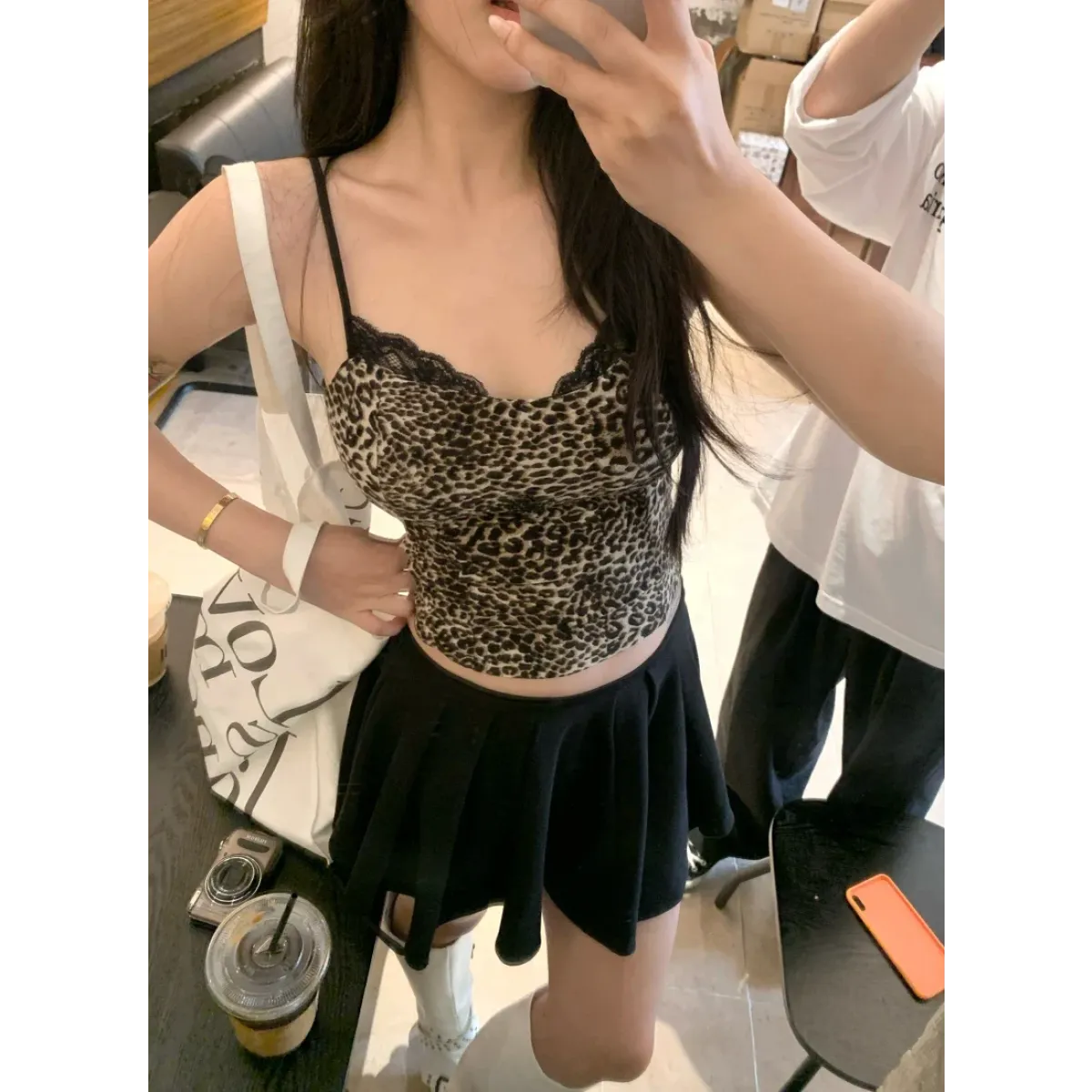 Leopard Print Lace Trim Cami – Y2K Aesthetic Vintage Tank Top